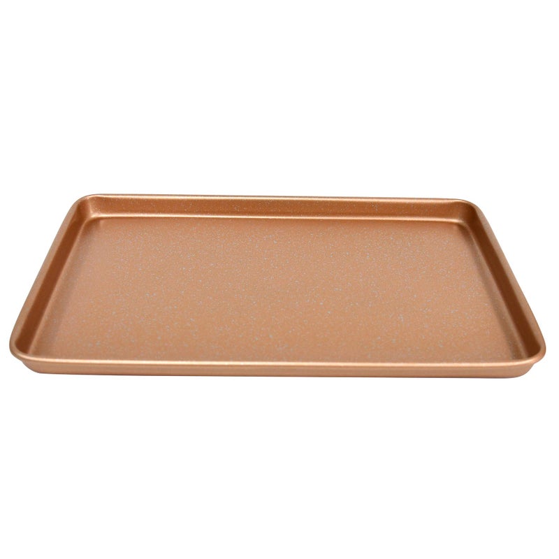 casaWare 2pc Ultimate Commercial Weight 15 x 10 x 1-Inch Cookie Sheet Set (Rose Gold Granite) - Image 4